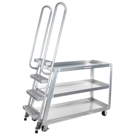Vestil Hi-Duty Stock Picker Truck, Rubber/Steel, Aluminum Frame/Steel Ladder, 500 lb Load Capacity, 56 L SPA-HD-2252-6MR